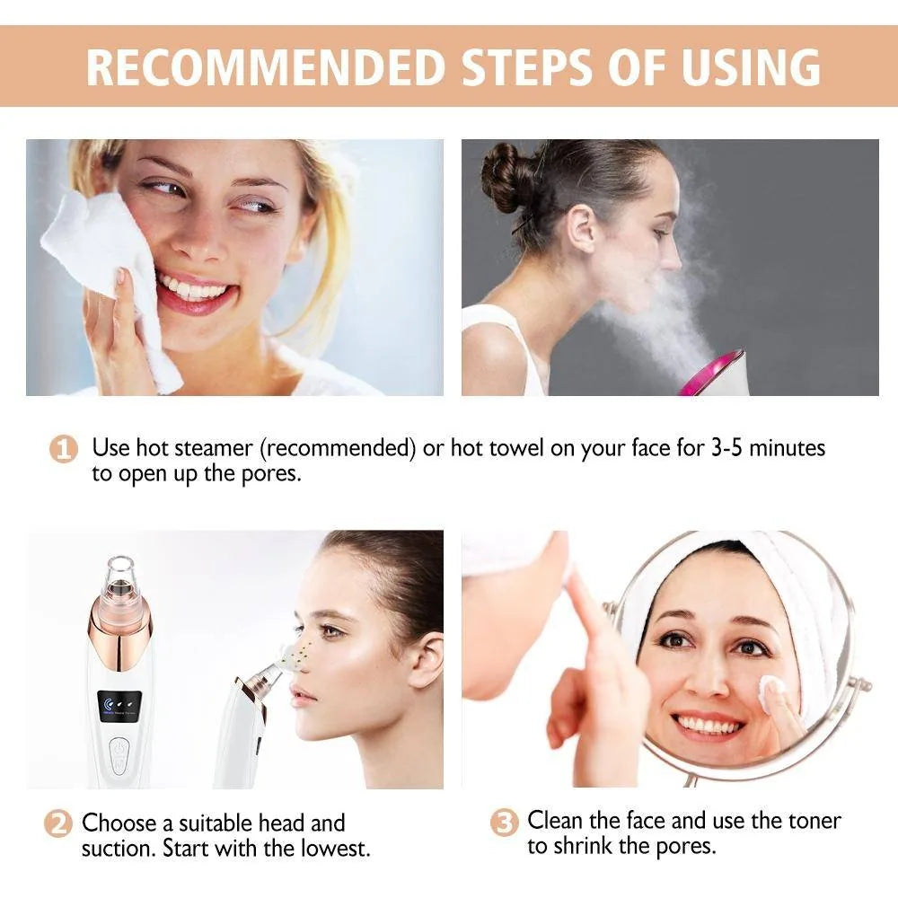 Blackhead Suction Remover Portable Pore Cleaner with LED Display and Multiple Suction Levels