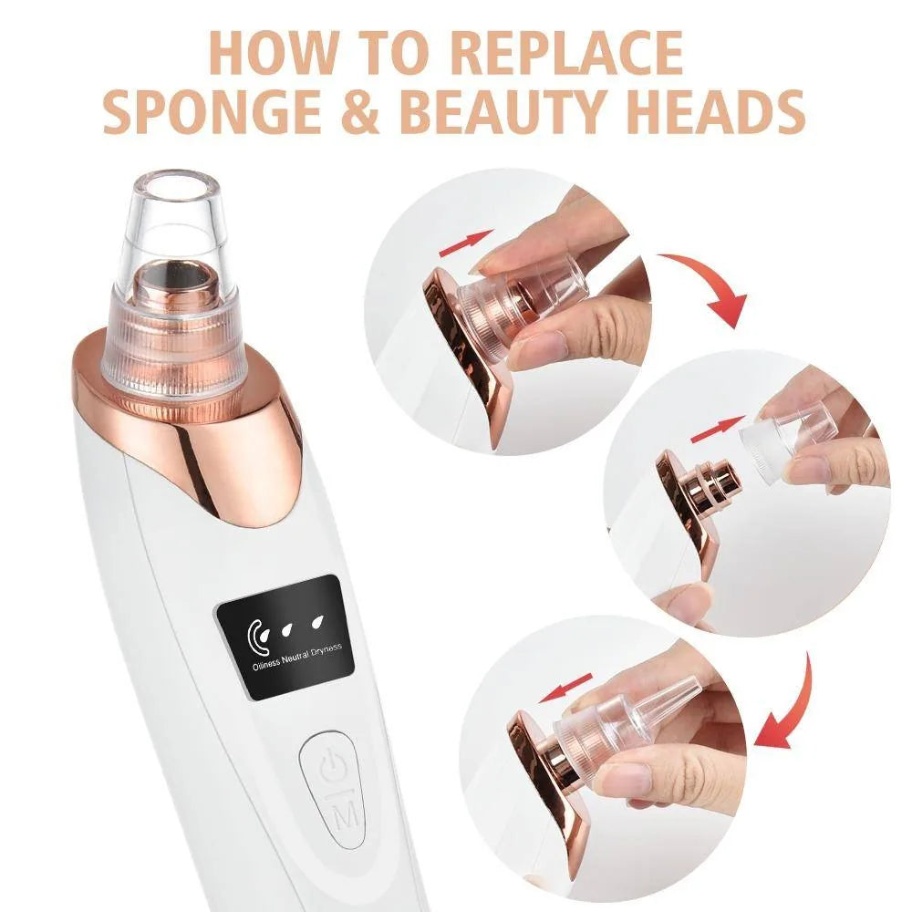 Blackhead Suction Remover Portable Pore Cleaner with LED Display and Multiple Suction Levels